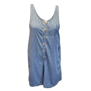 Jones New York Sport Denim Chambray One Piece Short Romper Jumpsuit in Blue